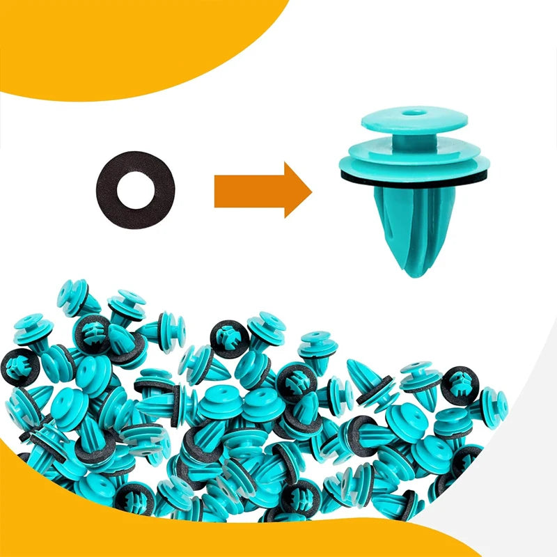 20-500 Pièces de clips de panneau de porte de voiture avec joint d'étanchéité, rivets de fixation et retenues de pare-chocs, adaptés aux clips de fixation de pare-chocs automobiles