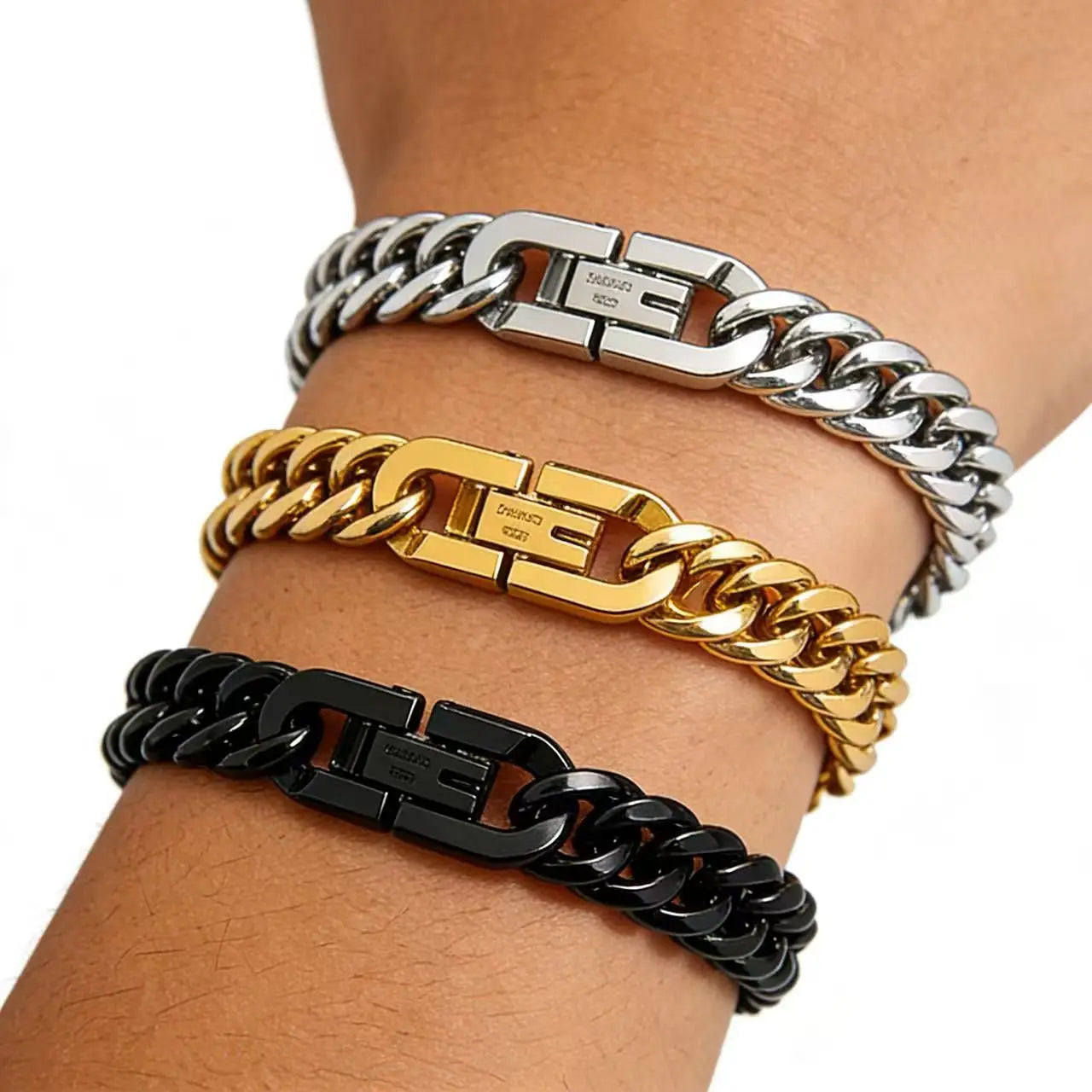 Bracelet chaîne cubaine en acier inoxydable étanche HNSP avec fermoir à bouton-poussoir pour homme, bijoux, accessoires streetwear hip-hop 8MM