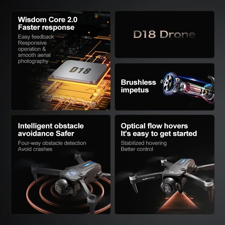 Lenovo D18 Drone 8K aérien HD double caméra intelligente évitement d'obstacles puissance sans brosse 5G WIFI écran télécommande GPS Drone
