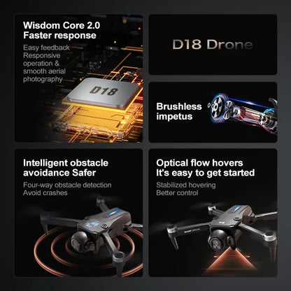 Lenovo D18 Drone 8K aérien HD double caméra intelligente évitement d'obstacles puissance sans brosse 5G WIFI écran télécommande GPS Drone