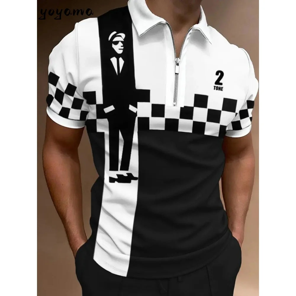 Polo pour hommes mode 3D imprimé respirant