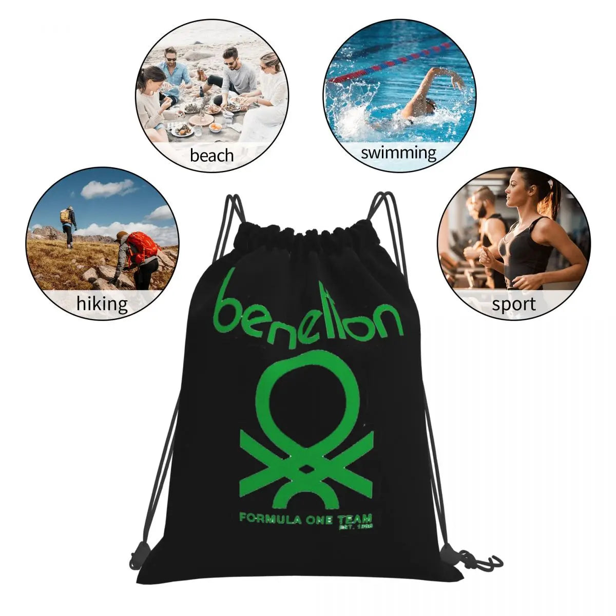 Sacs à dos Benetton, sacs à cordon multifonctions, sacs de sport, sacs à livres pour homme et femme, pour l'école
