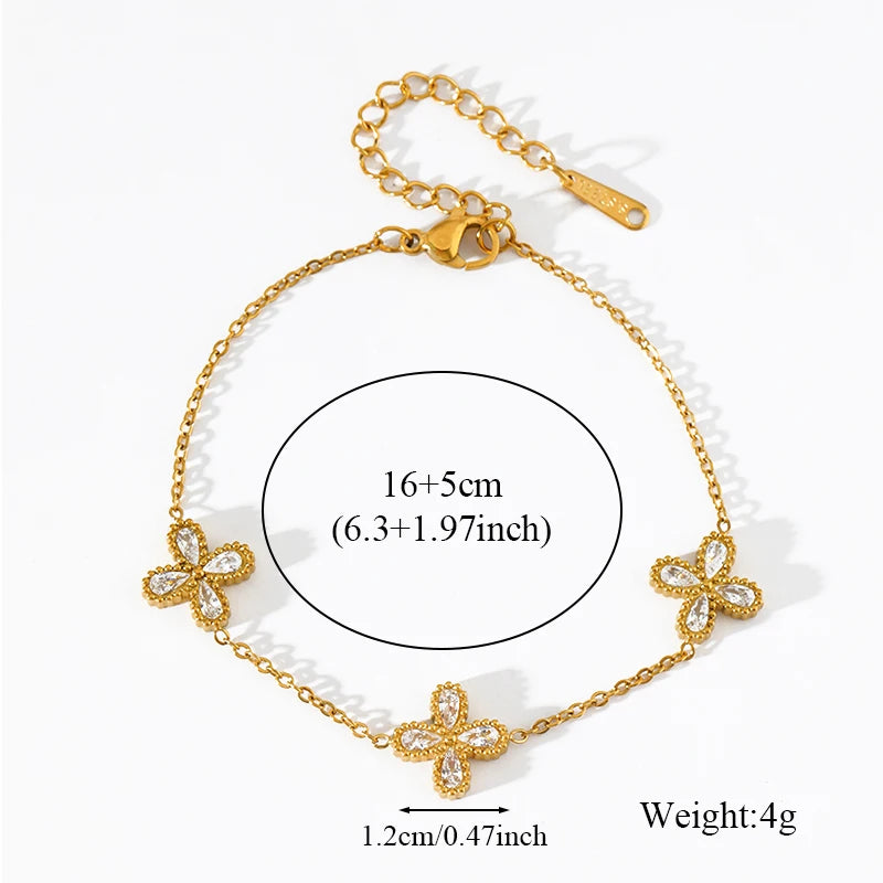 Bracelet en acier inoxydable 316L avec nœud papillon et zircon.