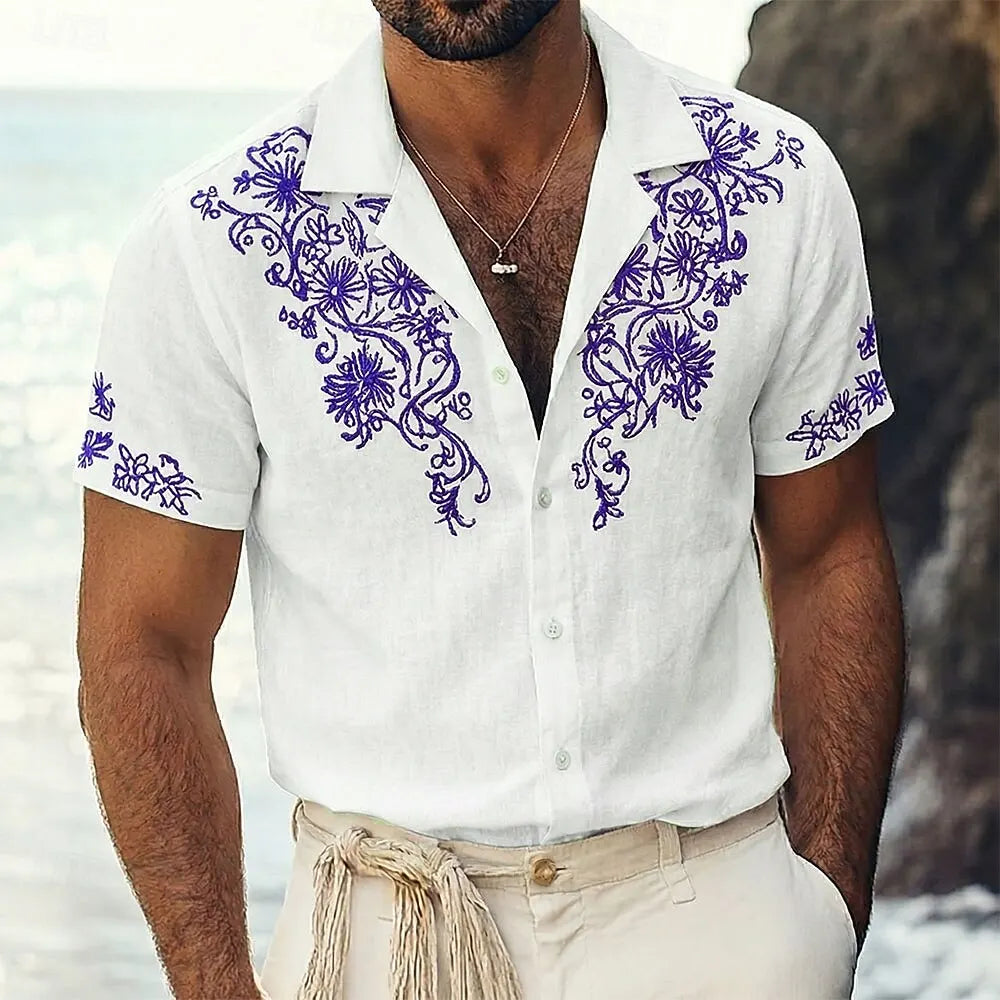 Chemise à manches courtes pour homme imprimé floral 3D.Plusieurs coloris diponible