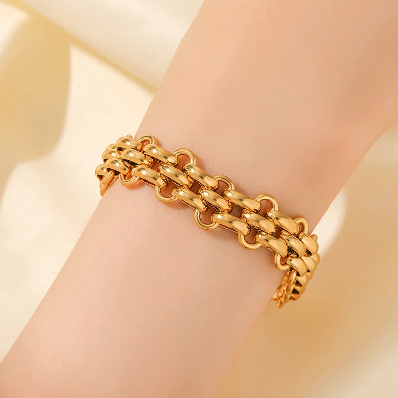 Bracelet jonc en acier inoxydable 316L GANEMLY pour femmes, nouveau bracelet punk, chaîne de poignet, bijoux imperméables, bijoux femme