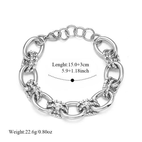 GANEMLY Bracelet jonc pour femme en acier inoxydable 316L, nouveau style punk, chaîne de poignet, bijoux étanches, bijoux pour femme