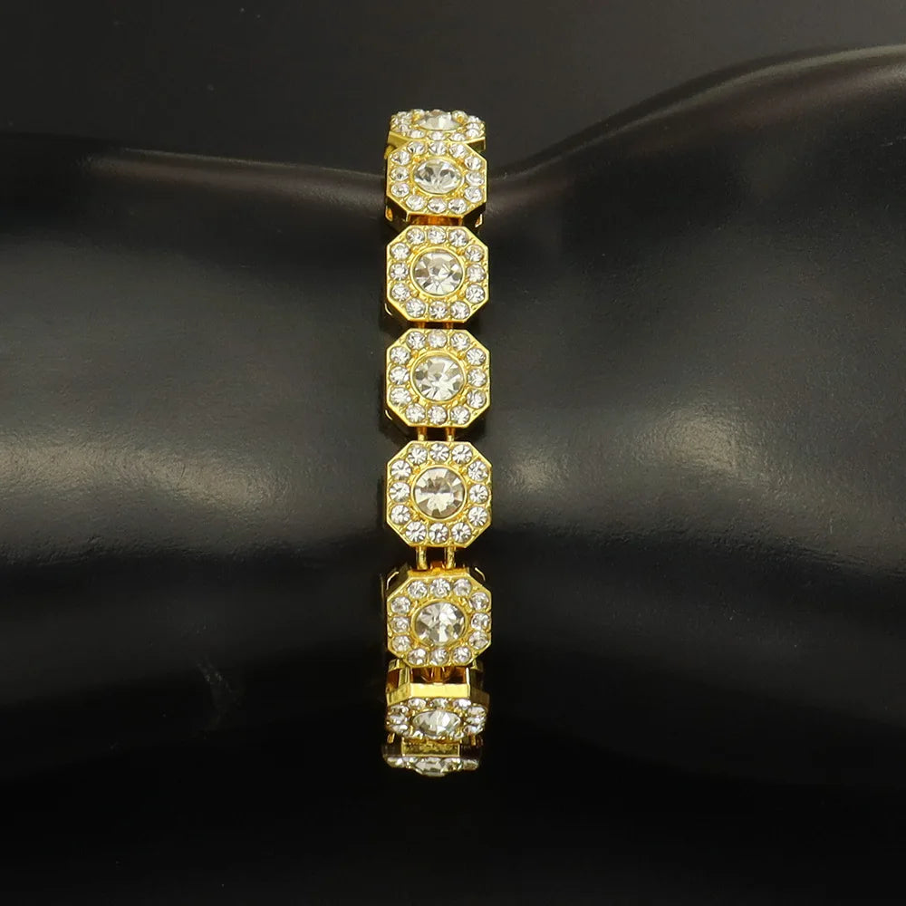 HNSP 13MM de large luxe plein Zircon glace Tennis main chaîne Bracelet pour hommes cadeau Hip Hop rue fête bijoux accessoires