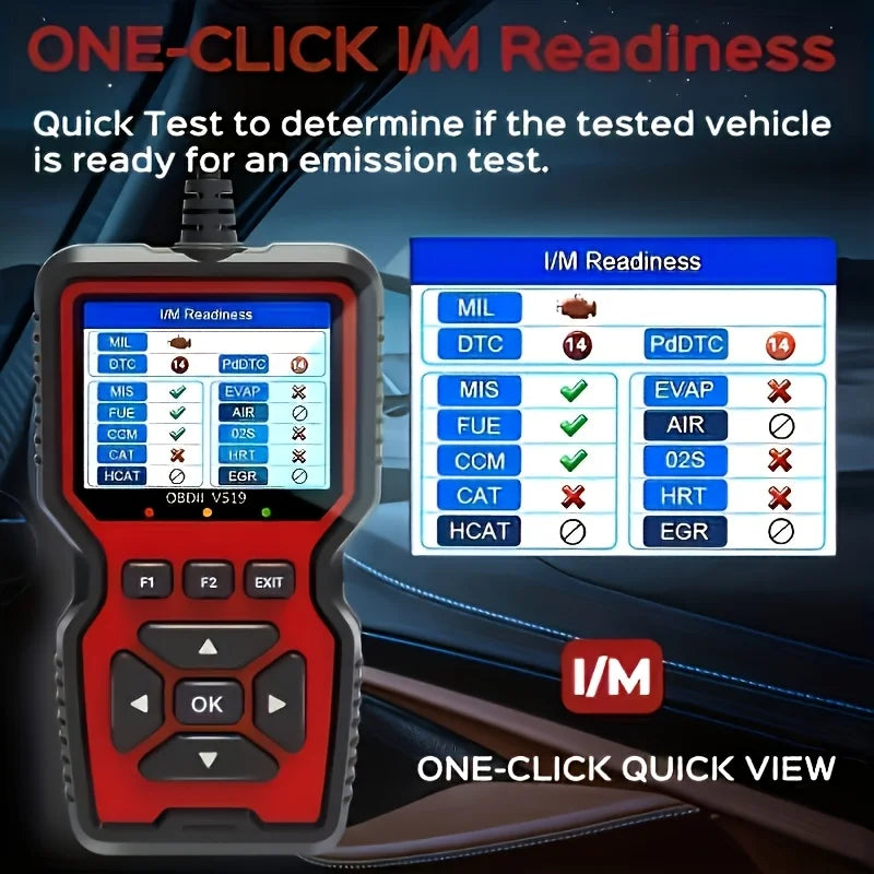 Scanner OBD2 professionnel V519 - Outil de diagnostic automobile alimenté par USB avec flux de données en temps réel, tests OBD II complets (I/M Ready, Bod2/Eobd), efface les voyants de panne du moteur, lit/efface les code