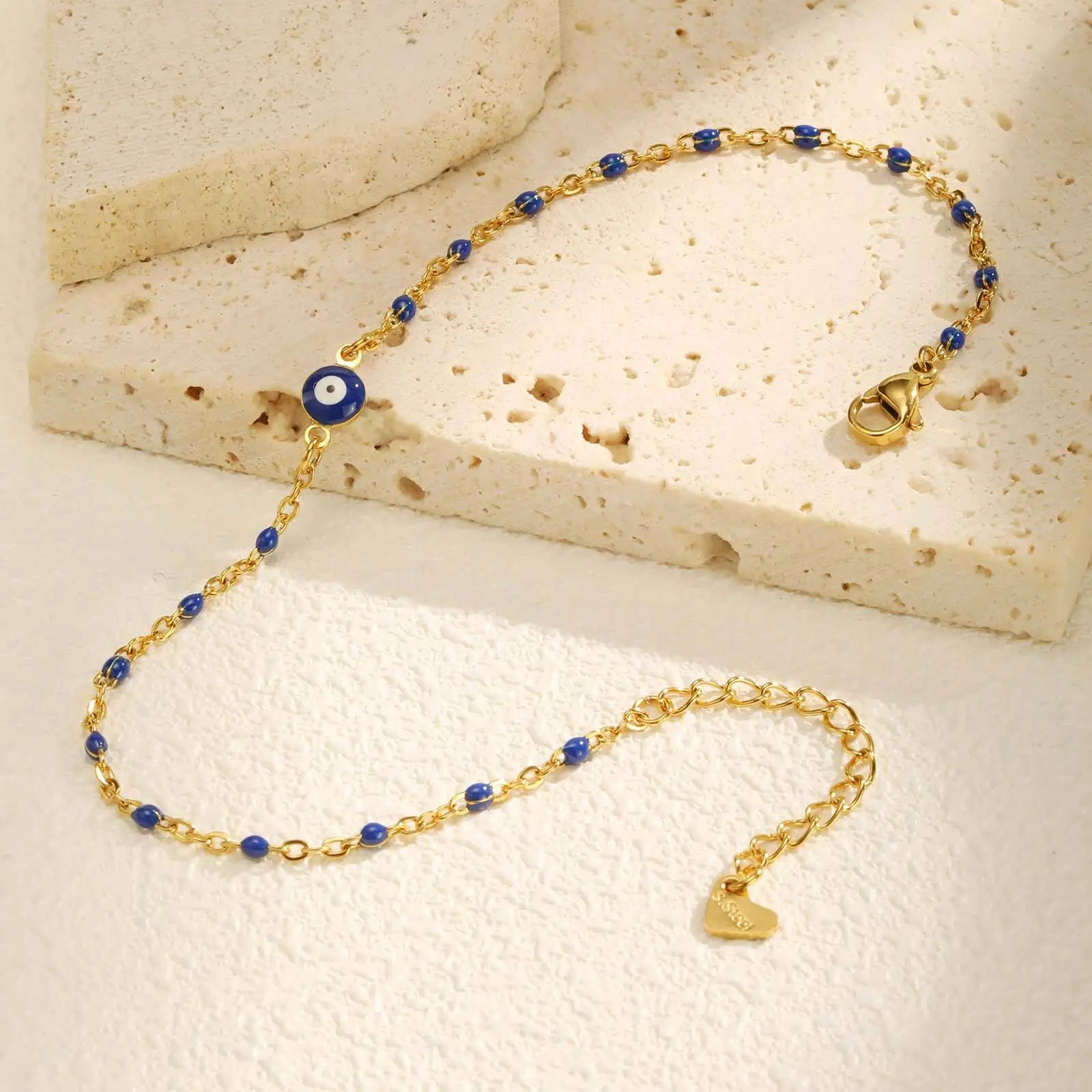 Bracelet de cheville à disque pour femmes, acier inoxydable réglable.