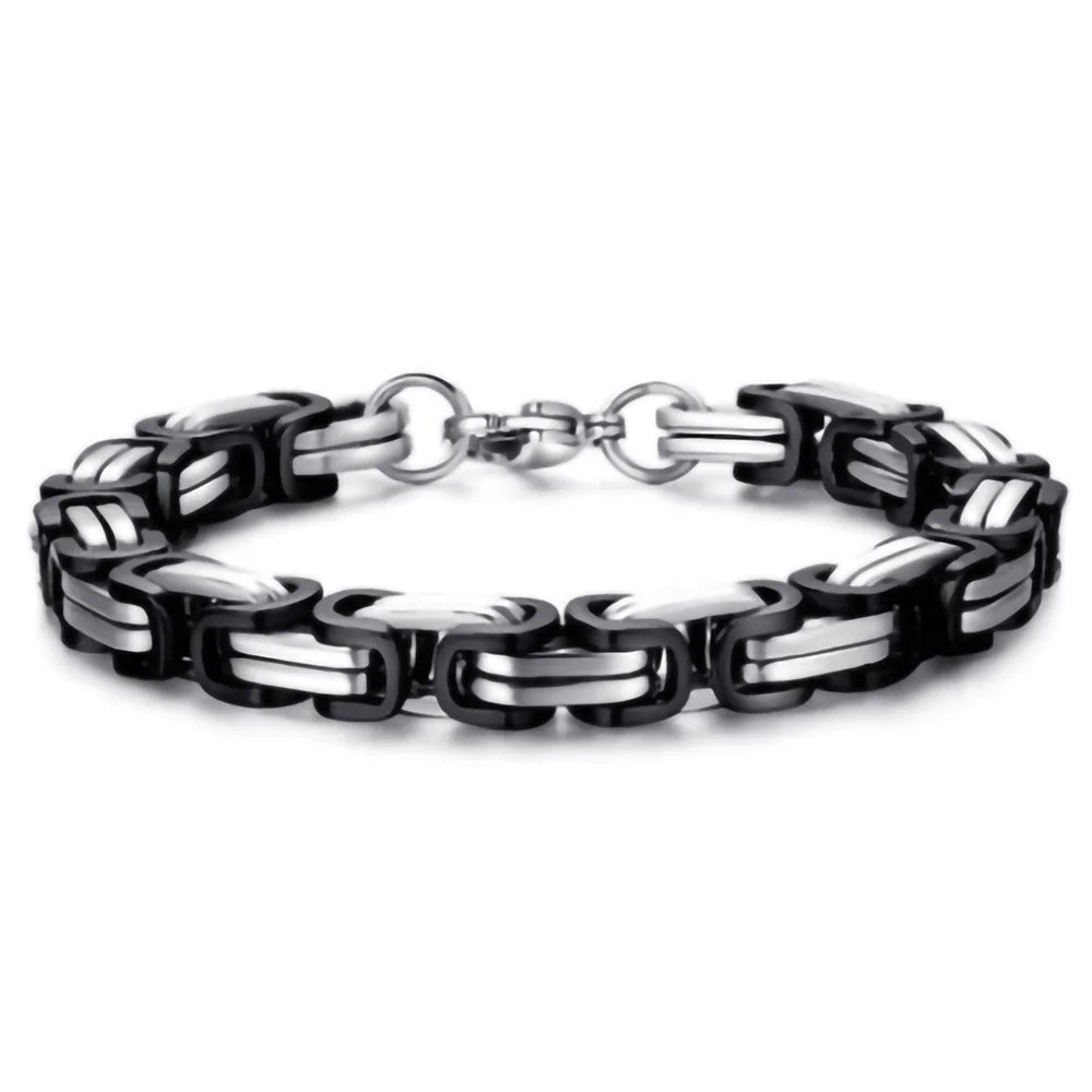 Bracelet Chaîne Moto Acier Inoxydable 8MM Homme | Streetwear Hip-Hop Rock — Or, Argent, Noir