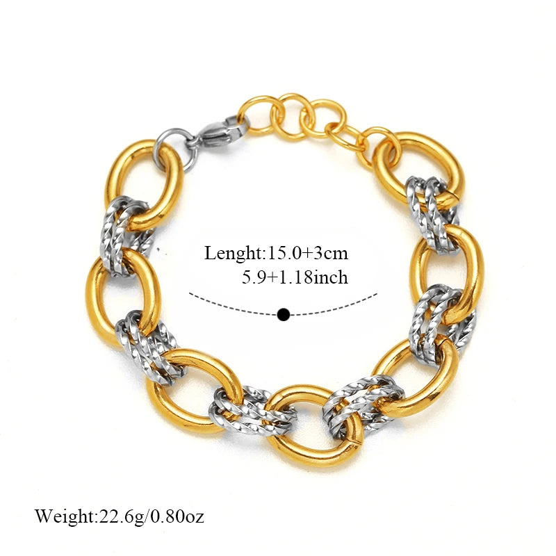 Bracelet jonc en acier inoxydable 316L GANEMLY pour femmes, nouveau bracelet punk, chaîne de poignet, bijoux imperméables, bijoux femme