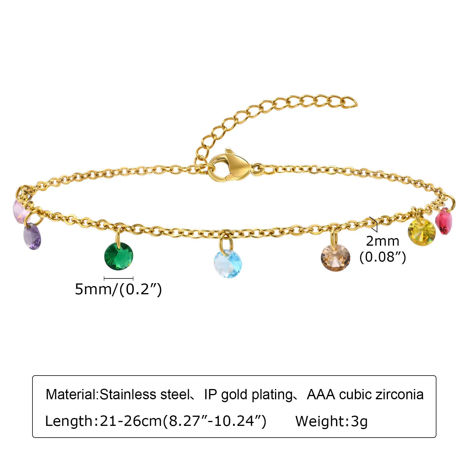 Bracelet de cheville à disque pour femmes, acier inoxydable réglable.