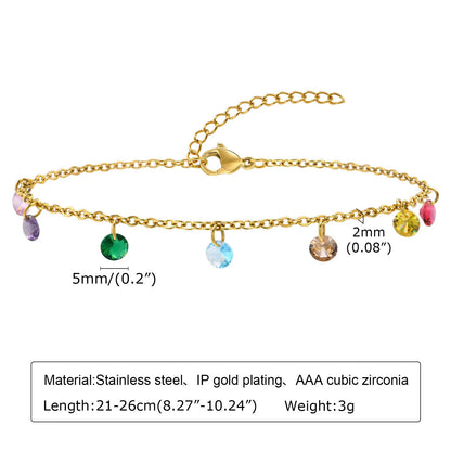 Bracelet de cheville à disque pour femmes, acier inoxydable réglable.