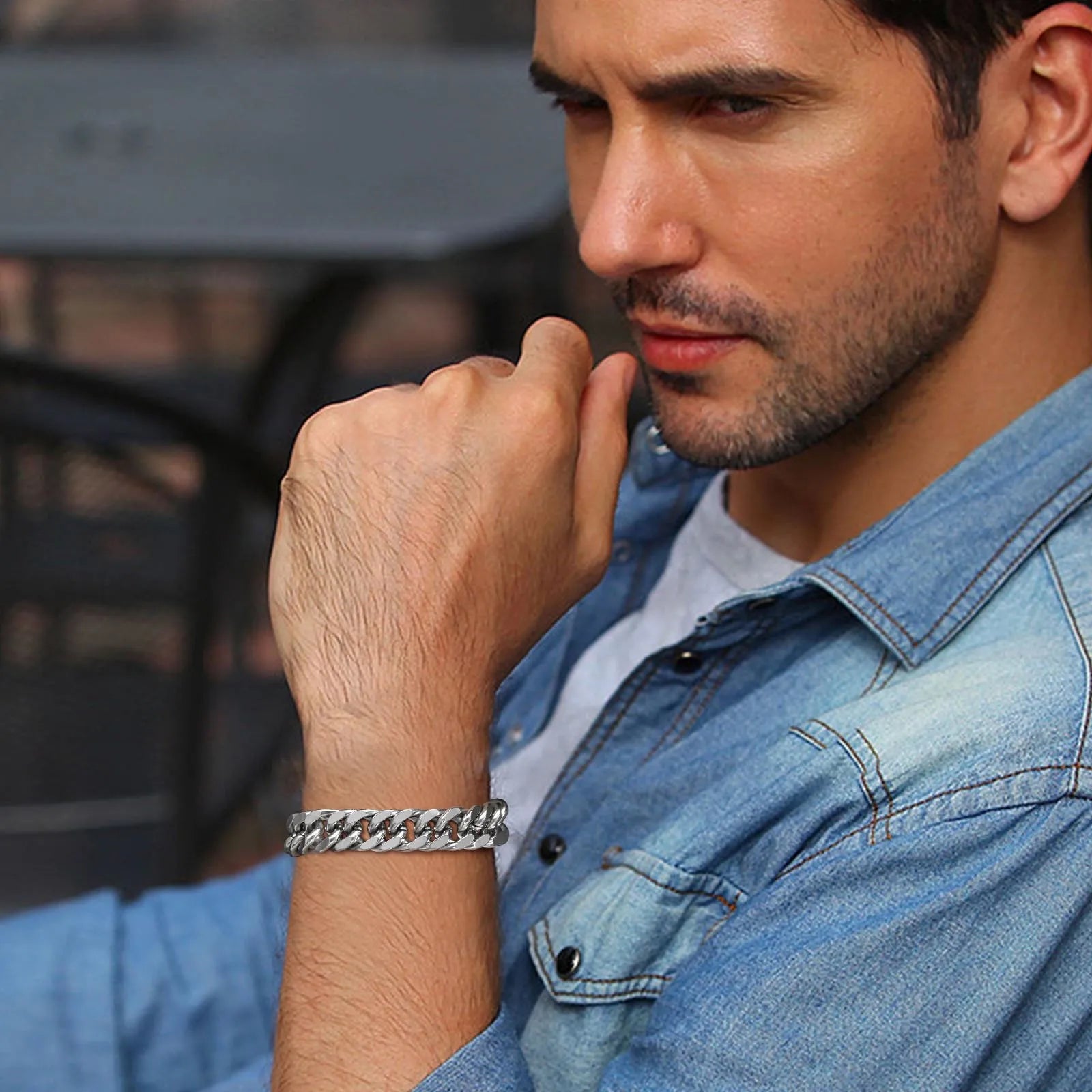 Bracelets cubains en acier inoxydable pour hommes