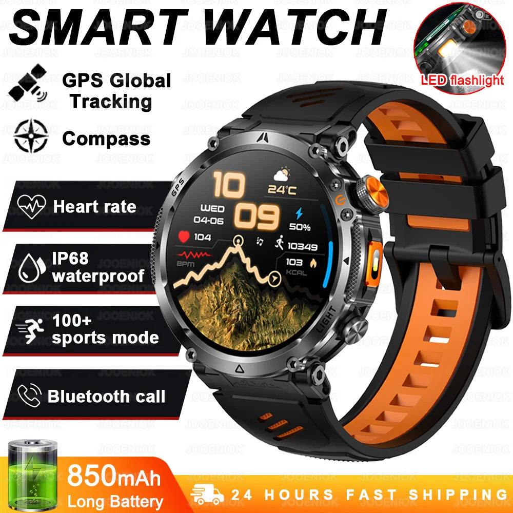 Montre Connectée Outdoor ChiBear – 1,7" AMOLED, 100+ Sports, Boussole, Torche LED, Appel BT