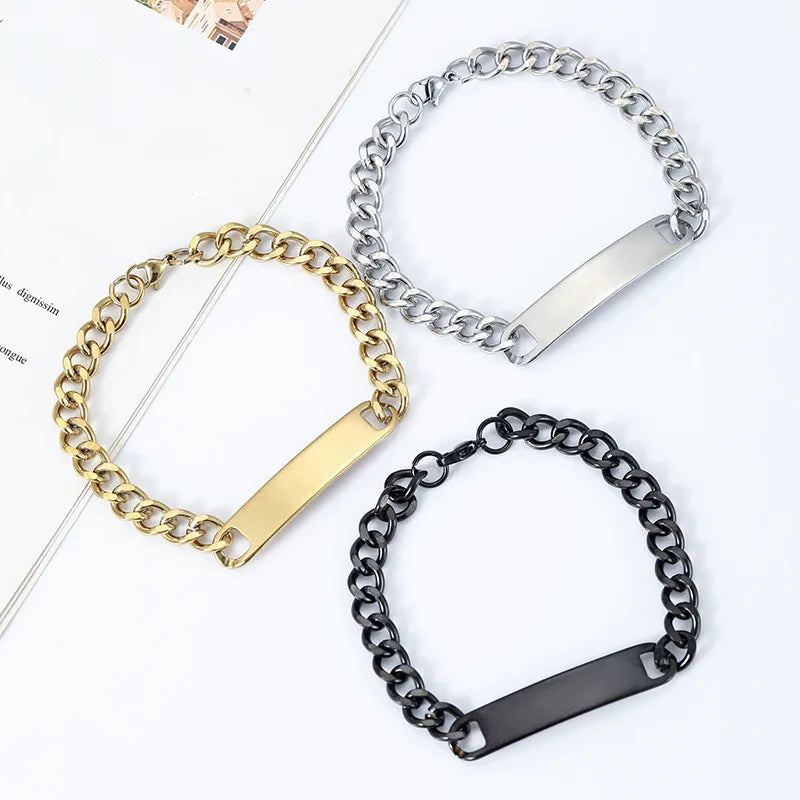 Chaîne à main en acier inoxydable de 7MM, Bracelet Simple pour hommes et femmes.