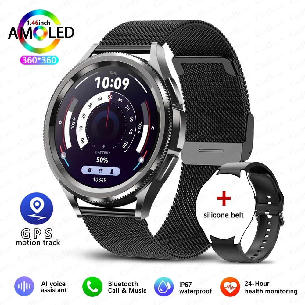 Montre intelligente connectée hommes 1.46 pouces GPS sport Fitness Tracker horloge fréquence  femmes
