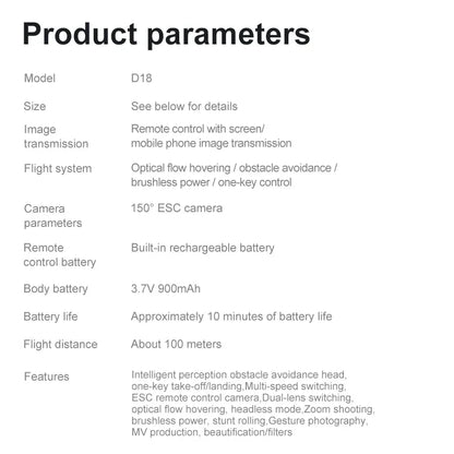 Lenovo D18 Drone 8K aérien HD double caméra intelligente évitement d'obstacles puissance sans brosse 5G WIFI écran télécommande GPS Drone