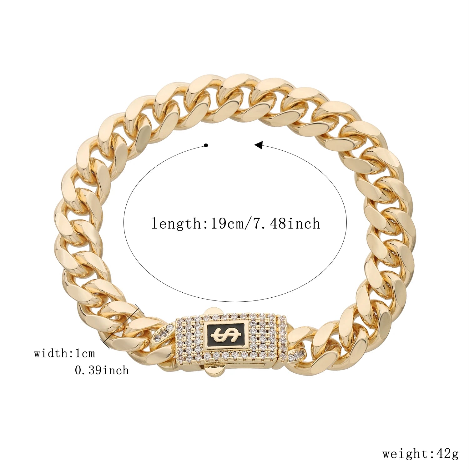 Bracelet de cheville de style Monaco hommes femmes, plaqué or 14 carats.