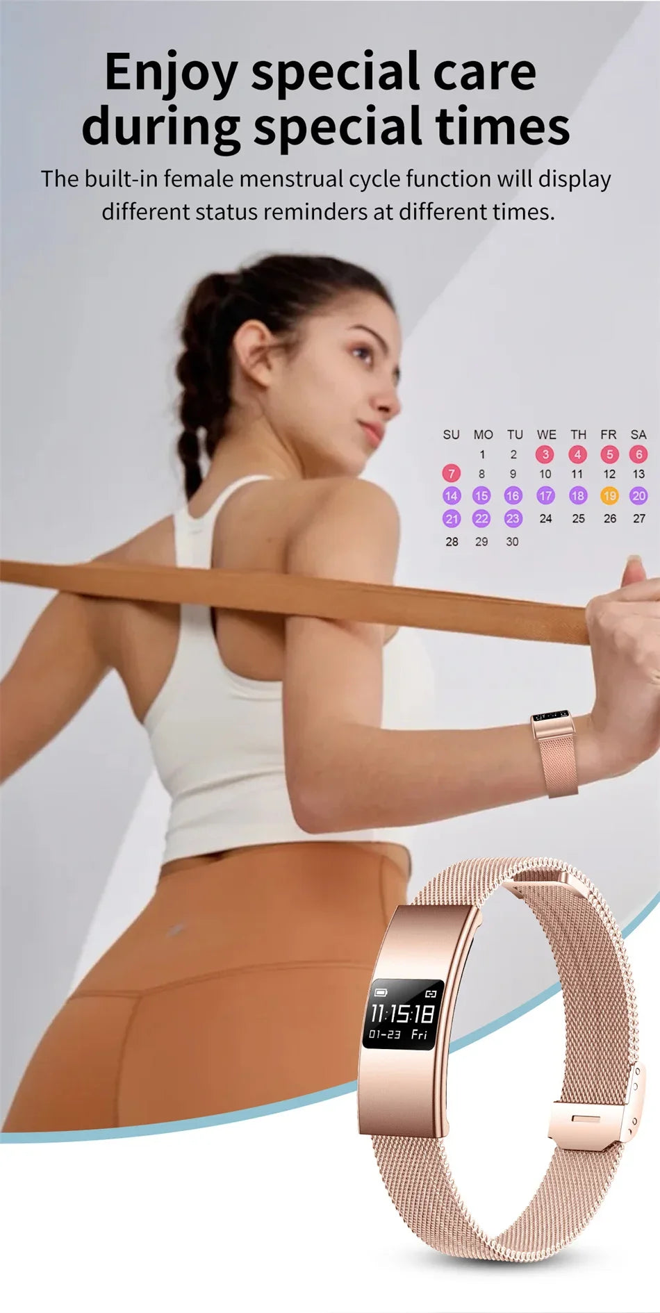 Nouveau Bracelet Connecté Ultra-Mince 3,5 mm 2026 avec Suivi de Fréquence Cardiaque et d'Oxygène Sanguin, Design Courbé, Alerte d'Appels, Bracelet Intelligent Élégant pour Femme