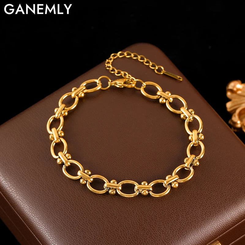 Bracelet en métal en acier inoxydable femmes plaquée or 18 carats.