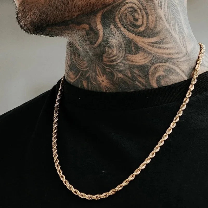 Collier en acier inoxydable 316L HNSP, chaîne torsadée, pour homme, bijoux unisexes, accessoires, largeur 3MM/4MM/5MM