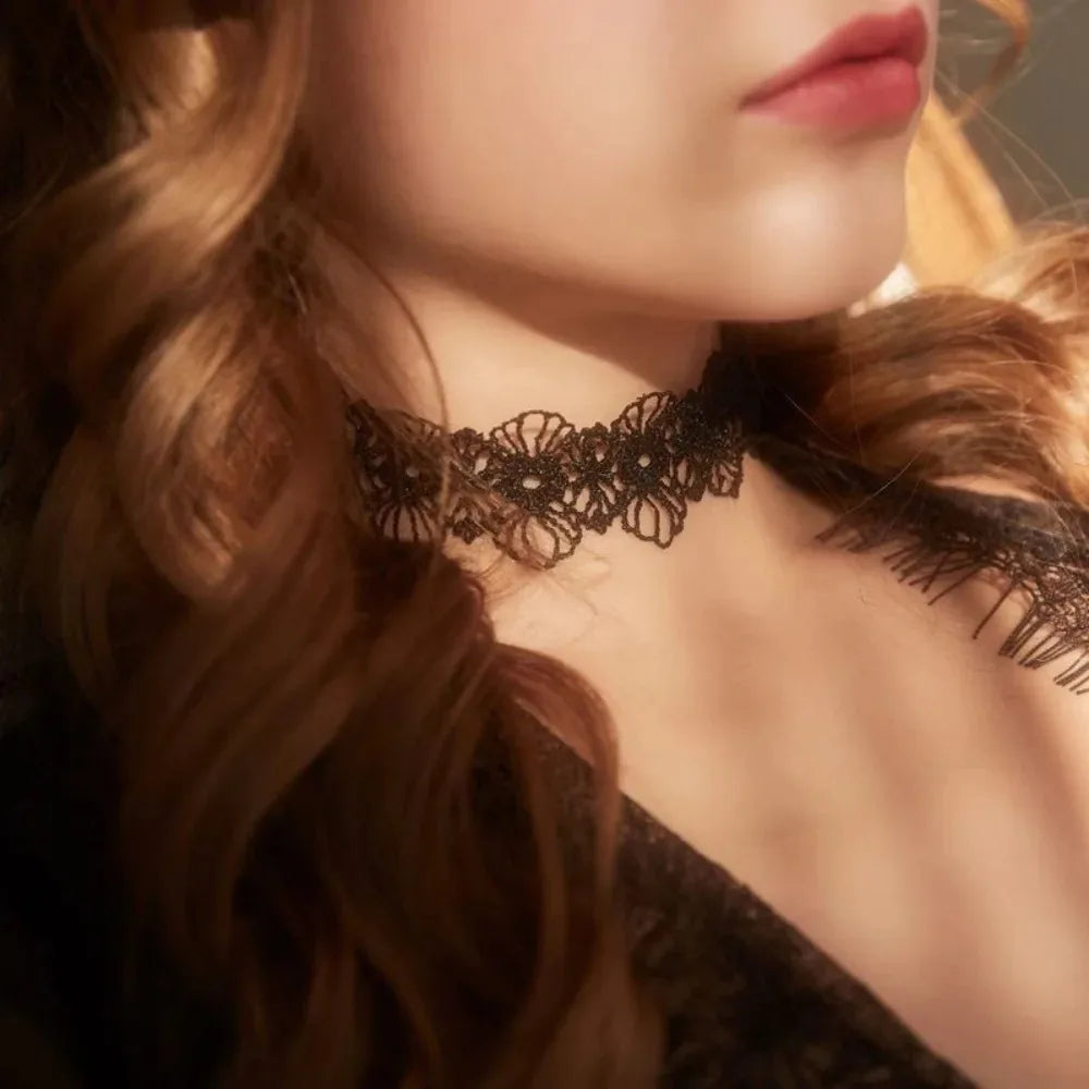 Collier ras du cou sexy en dentelle noire avec nœud pour femme, style gothique, collier doux avec sangle à nœud.