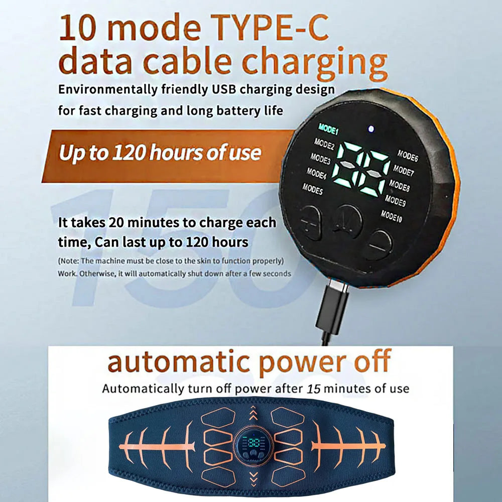 Ceinture de tonification abdominale intelligente, tonique musculaire EMS, stimulateur musculaire, entraîneur Ab, Charge USB, masseur corporel, perte de poids, équipement de Fitness