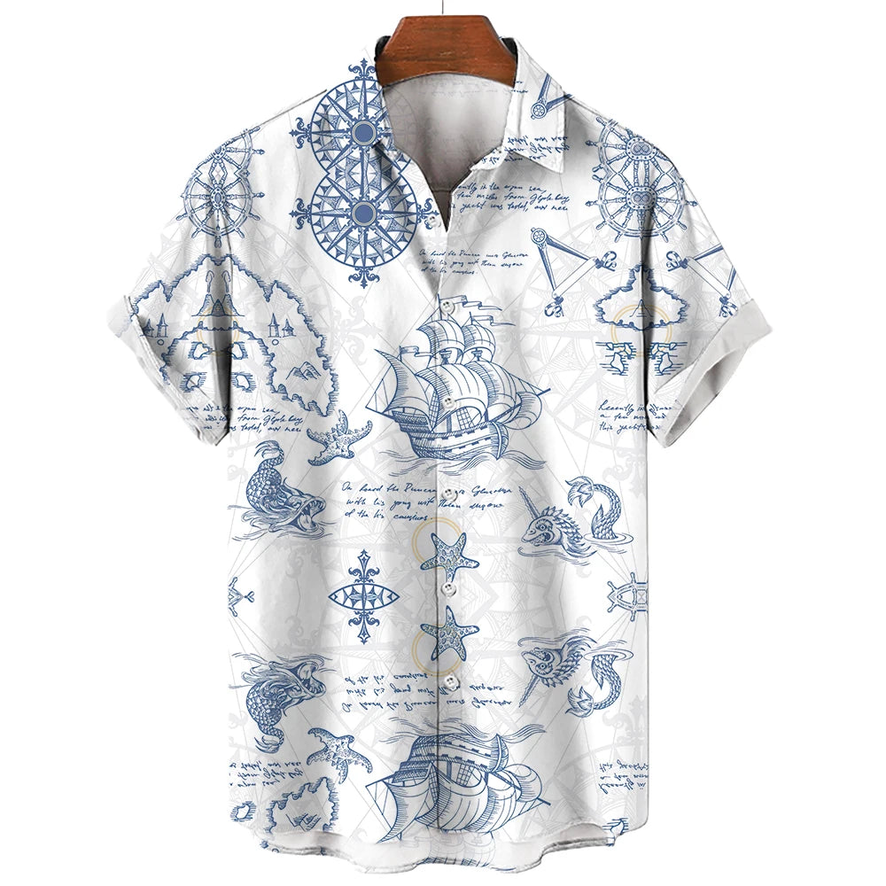 Chemise Hawaïenne Homme | Imprimée 3D Nautique | S à 5XL