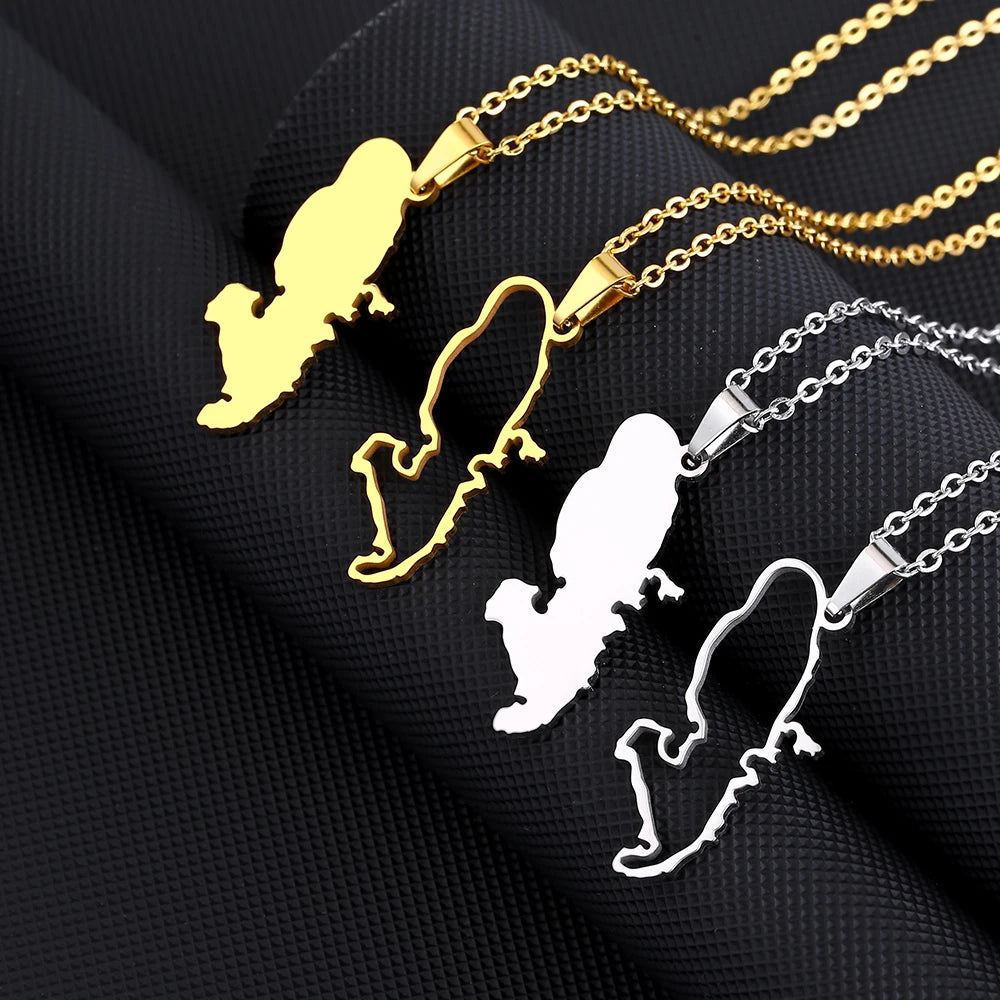 Collier avec pendentif carte Martinique  en acier inoxydable.