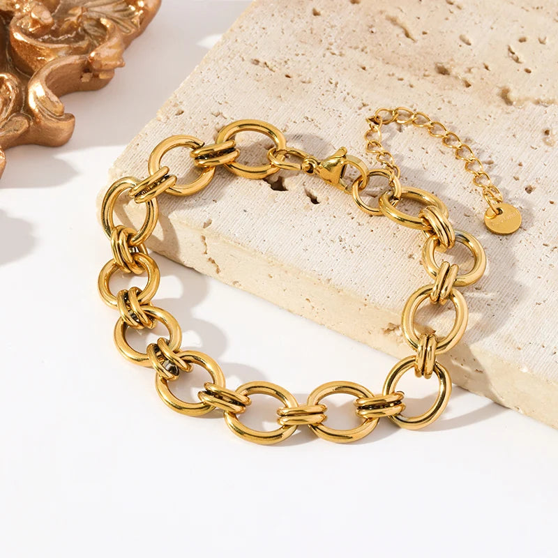 Bracelet acier inoxydable pour femmes couleur or
