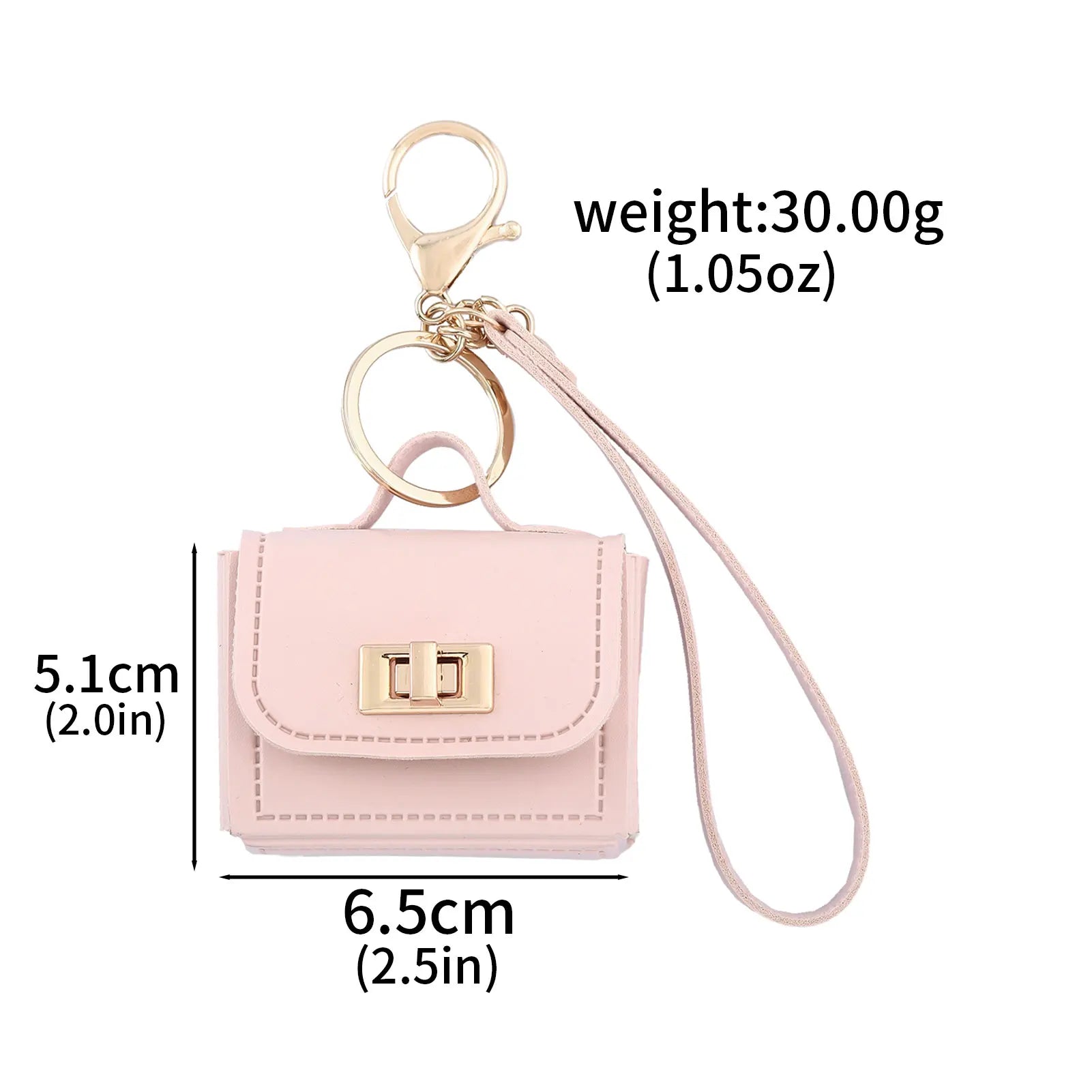 Mini Sac Porte-Clés en Cuir PU — Porte-Monnaie Zippé, Pendentif Sac, 7 Coloris