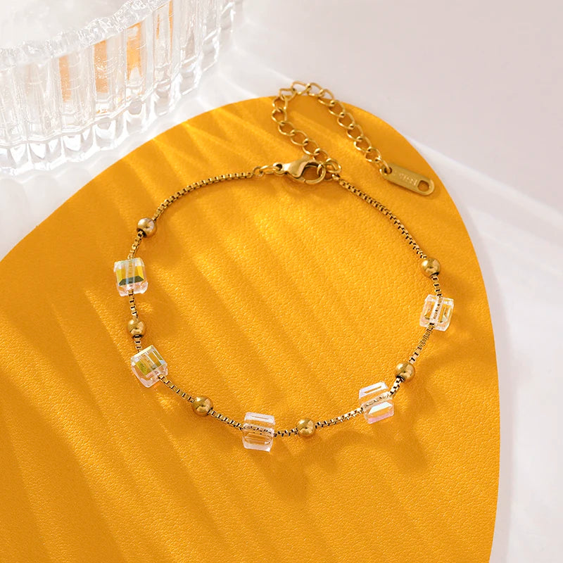 Bracelet en acier inoxydable 316L avec nœud papillon et zircon.