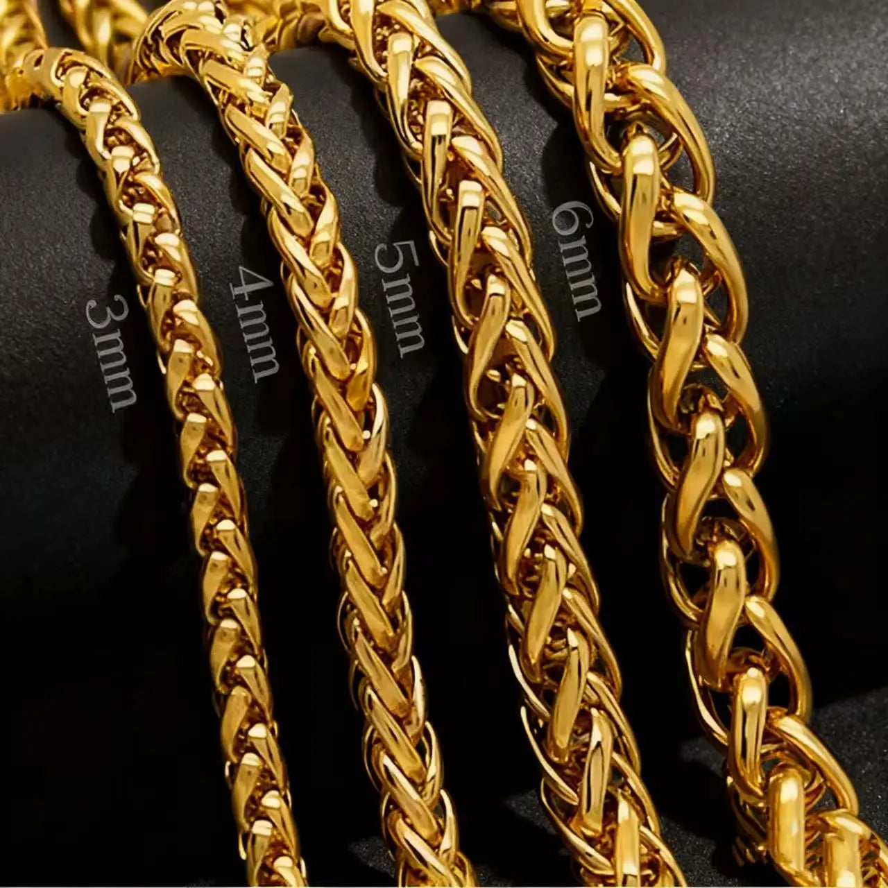 Collier en chaîne torsadée en acier inoxydable HNSP pour hommes, bijoux de cou polyvalents, pendentif, chaîne noire/dorée, accessoires 3/4/5/6/8MM
