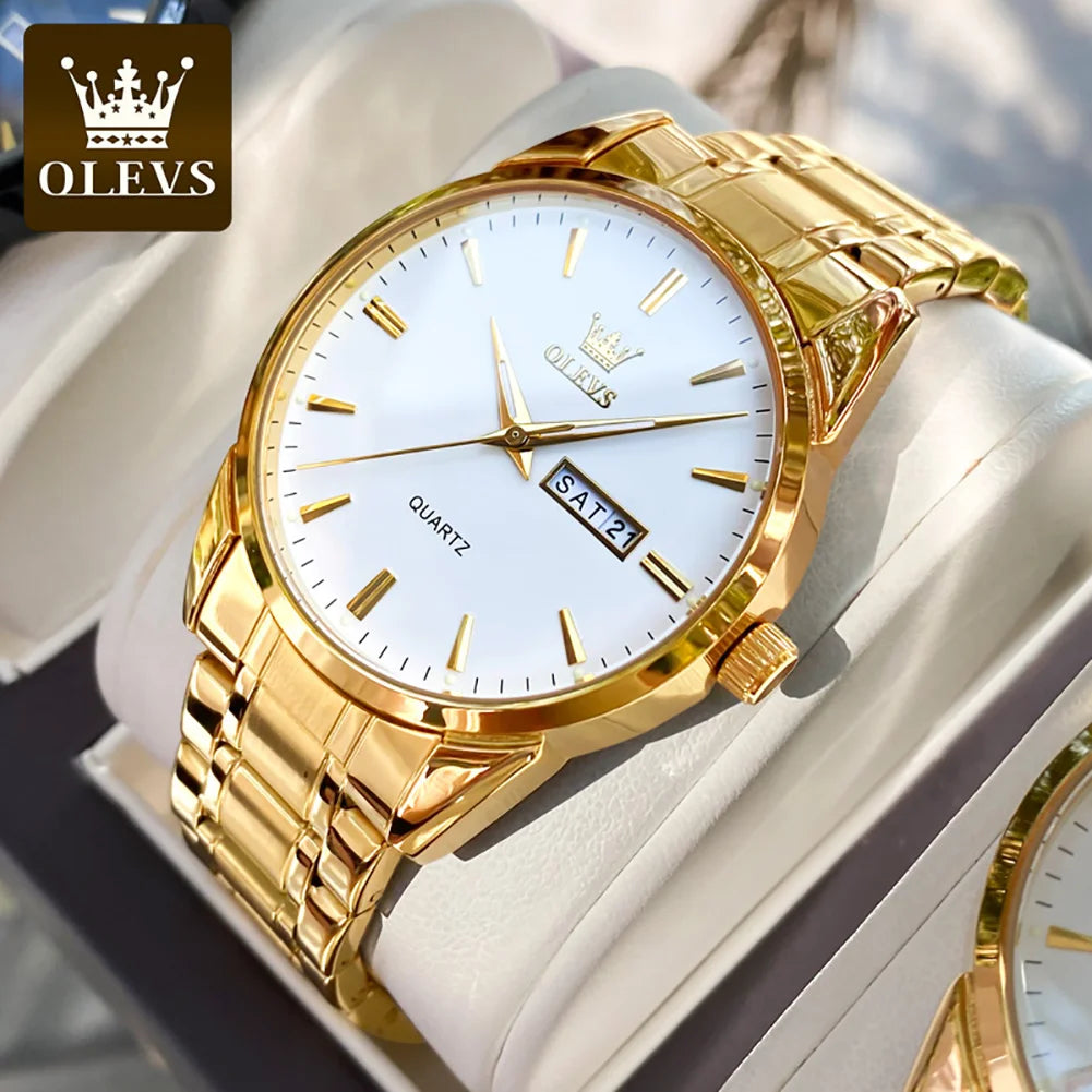 Montre Homme OLEVS — Quartz Acier Inoxydable, Lumineuse & Waterproof