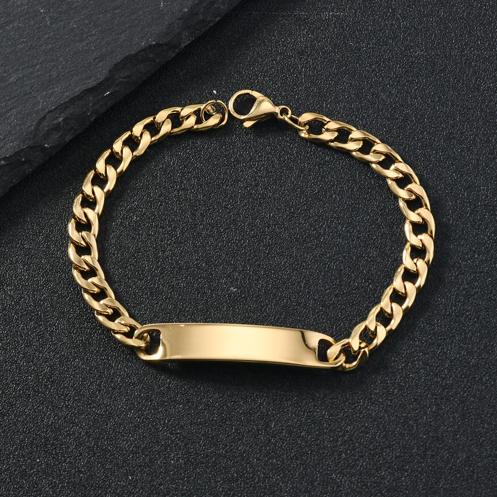 Chaîne à main en acier inoxydable de 7MM, Bracelet Simple pour hommes et femmes.
