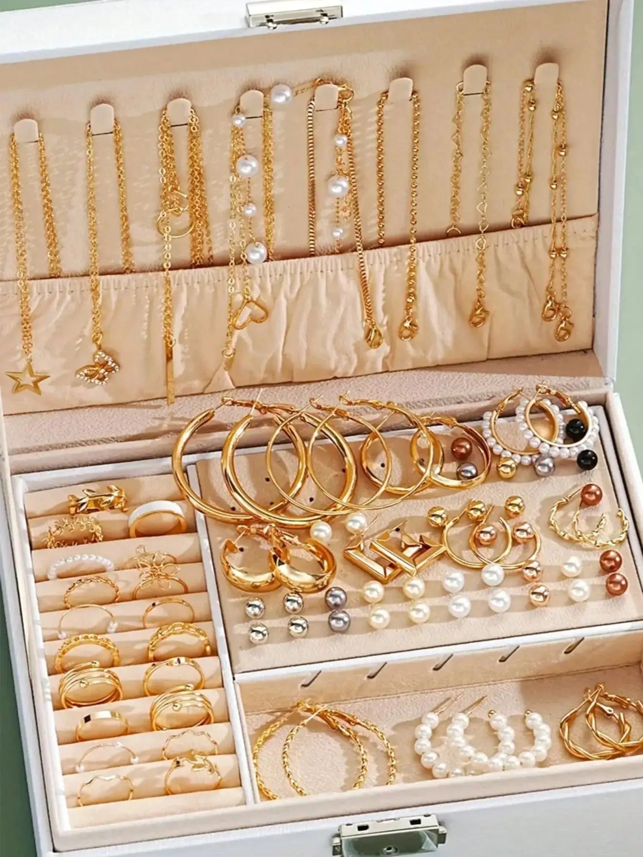 86 pièces/ensemble boucles, clous d'oreilles, bagues, cadeau (sans boîte)