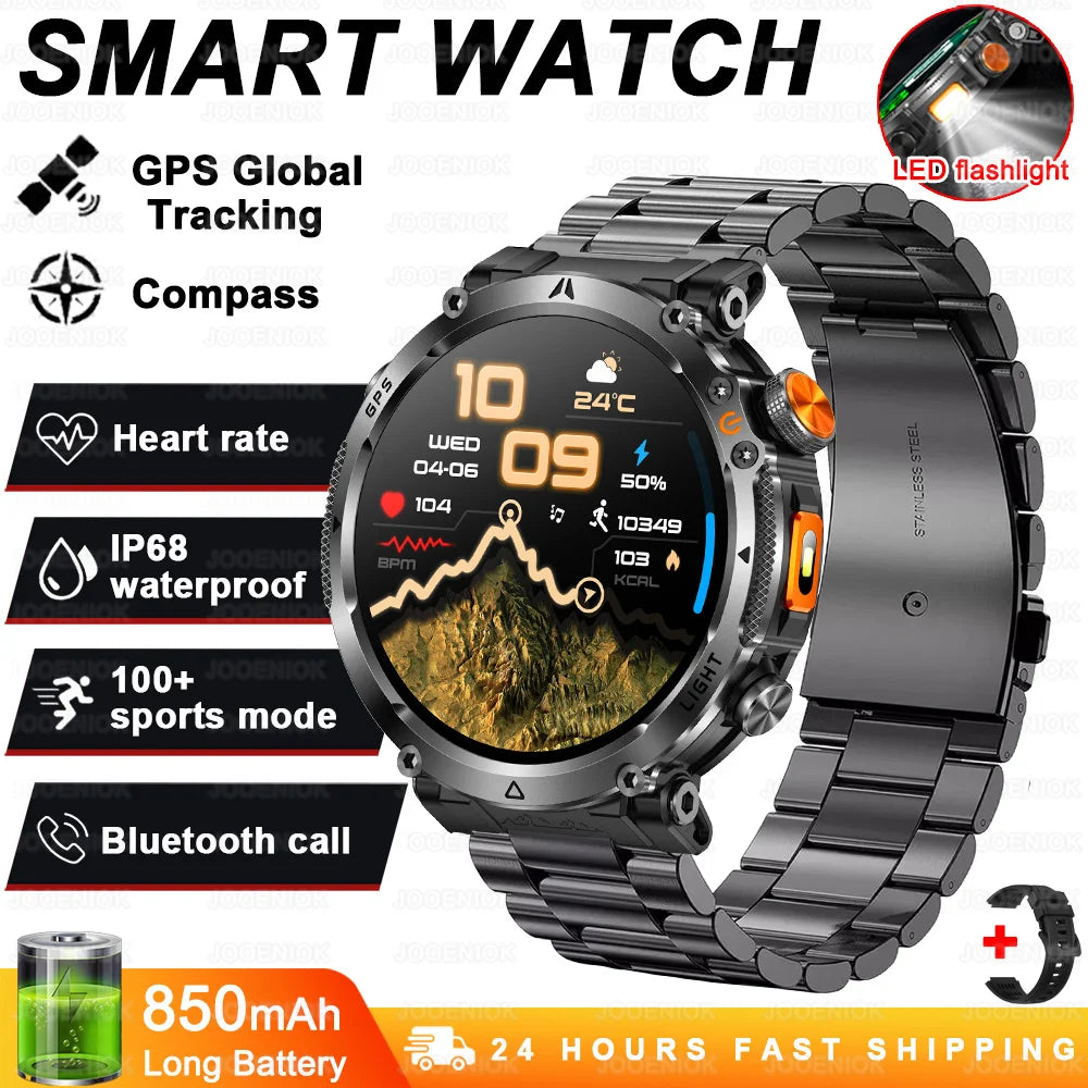 Montre Connectée Outdoor ChiBear – 1,7" AMOLED, 100+ Sports, Boussole, Torche LED, Appel BT