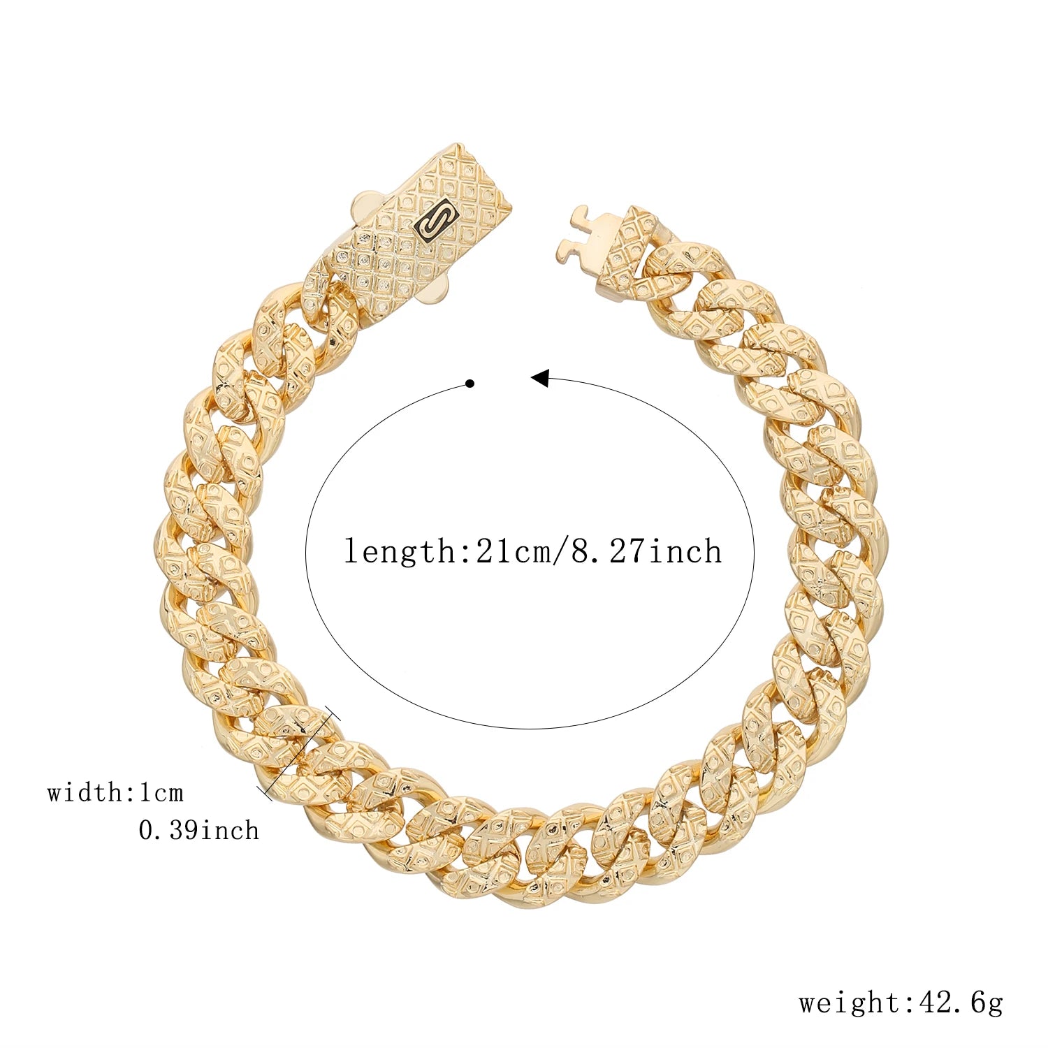 Bracelet de cheville de style Monaco hommes femmes, plaqué or 14 carats.