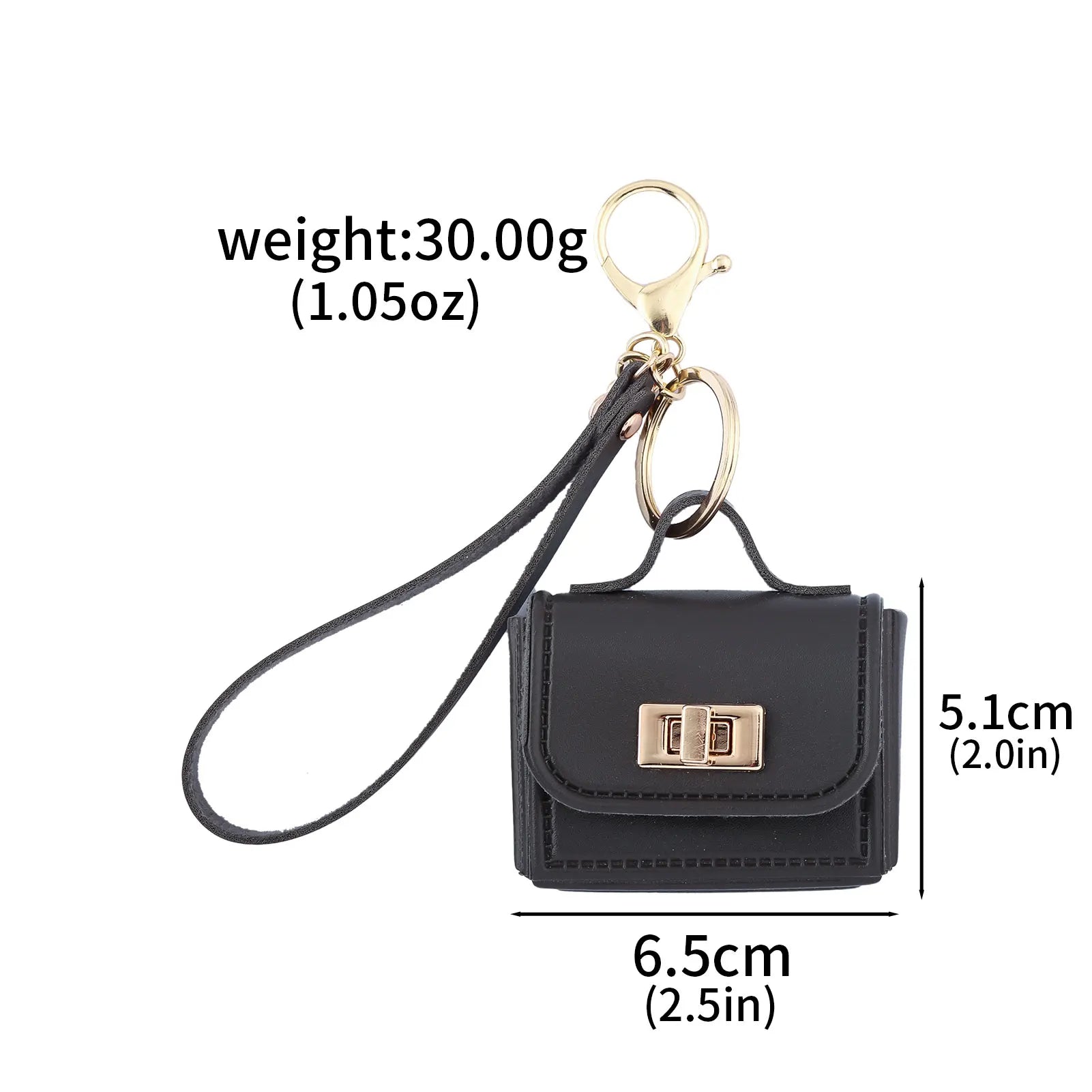 Mini Sac Porte-Clés en Cuir PU — Porte-Monnaie Zippé, Pendentif Sac, 7 Coloris