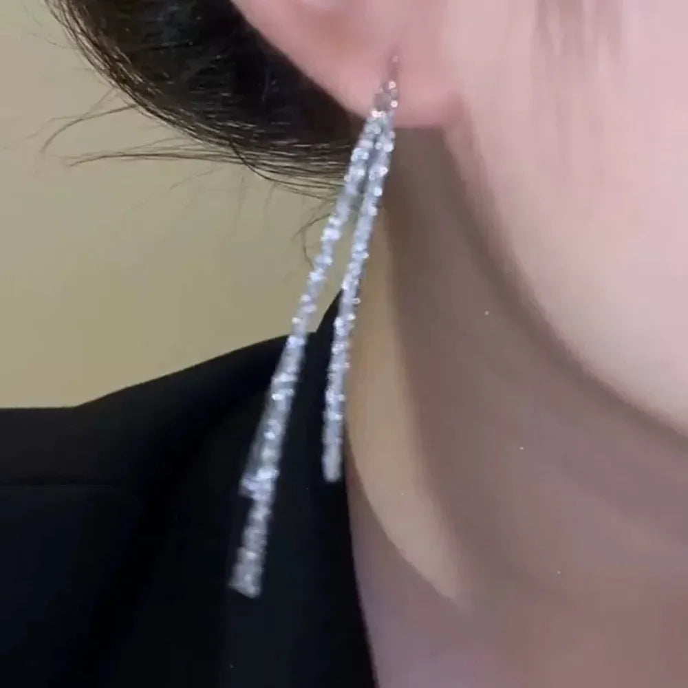 Boucles d'oreilles pendantes argentées à franges
