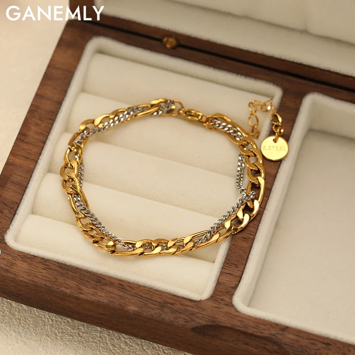 Bracelet jonc en acier inoxydable 316L couleur or .Ne bouge pas averc le temps