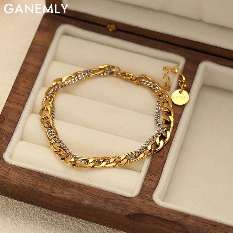 Bracelet jonc en acier inoxydable 316L couleur or pour femmes.