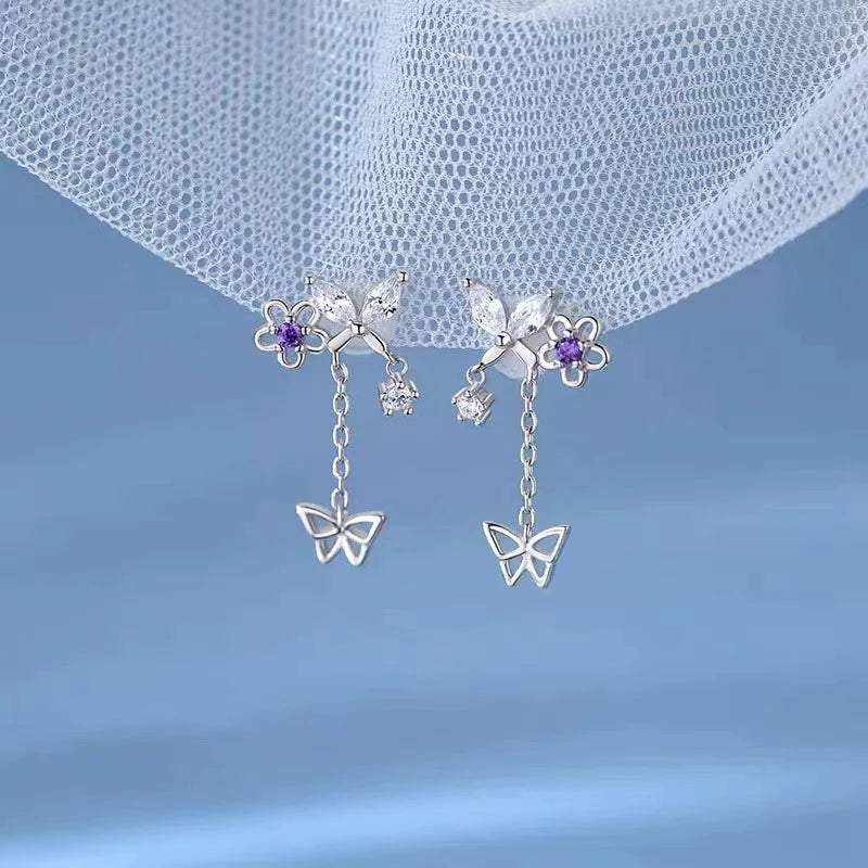 Boucles d'oreilles feuilles zircon