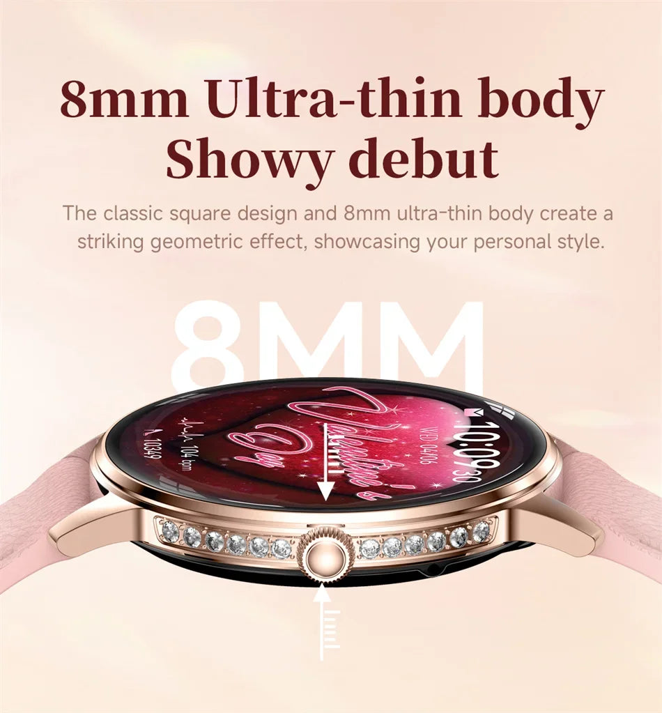 Nouvelle Montre Connectée Ultra-Mince 2026 pour Femme avec Suivi de Santé, Appel Bluetooth, Fréquence Cardiaque, Oxygène Sanguin et Modes Sportifs