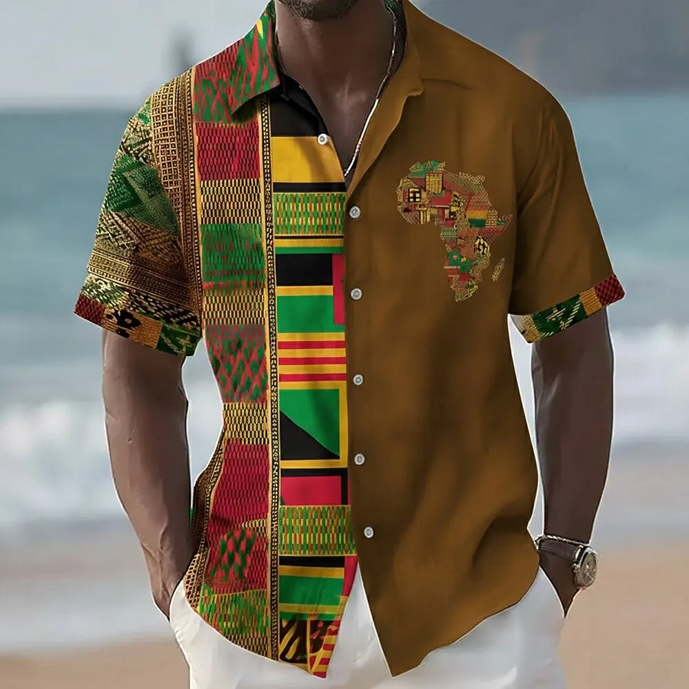 Chemise à manches courtes boutonnée pour homme,style africain . Plusieurs coloris disponible