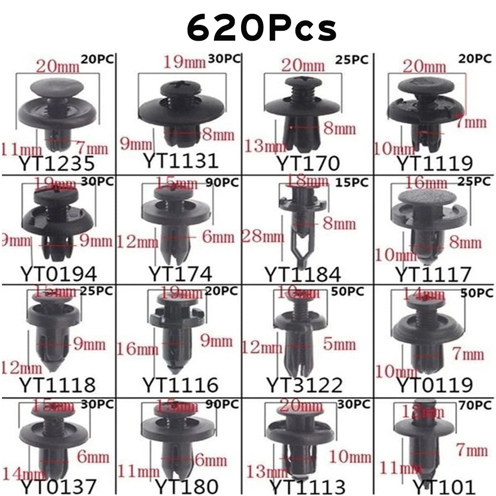Clips de retenue en plastique pour voiture, goupille de poussée pour garde-boue Automobile, Rivet de panneau de garniture de porte, outil de fixation de taille mixte pour pare-chocs Automobile