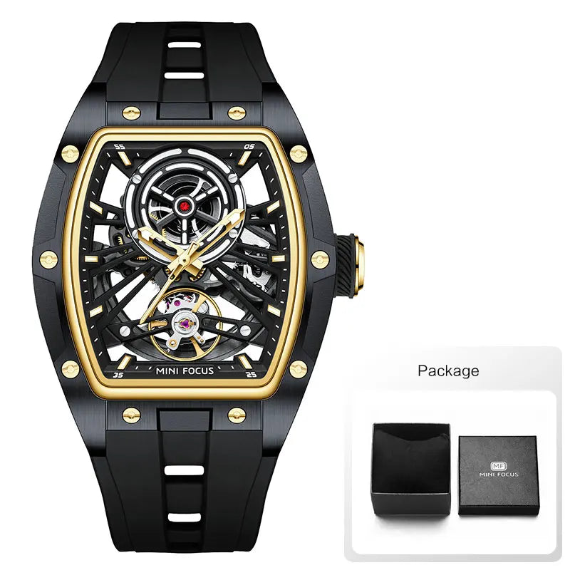 Montre Homme MINIFOCUS — Mécanique Automatique Squelette, Silicone & Waterproof 5ATM
