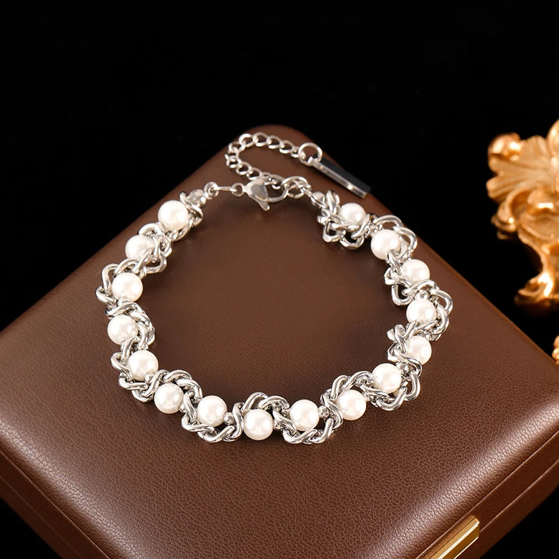 Bracelet jonc en acier inoxydable 316L GANEMLY pour femmes, nouveau bracelet punk, chaîne de poignet, bijoux imperméables, bijoux femme