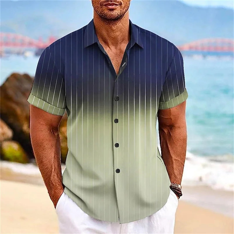 Chemise hawaïenne à motif rayé dégradé